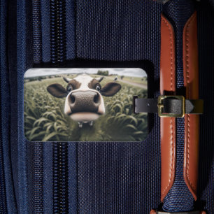 Étiquette À Bagage Étiquette de bagage personnalisée Vache curieuse d