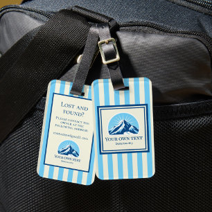 Étiquette À Bagage Étiquette de bagage rayures Montagne ski nom