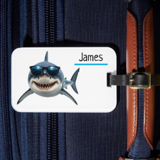 Étiquette À Bagage Étiquette de bagage requin cool personnalisée avec