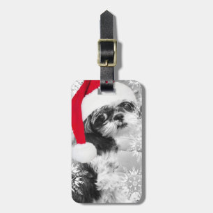 Étiquette À Bagage Étiquette de bagage Santa Shih Tzu