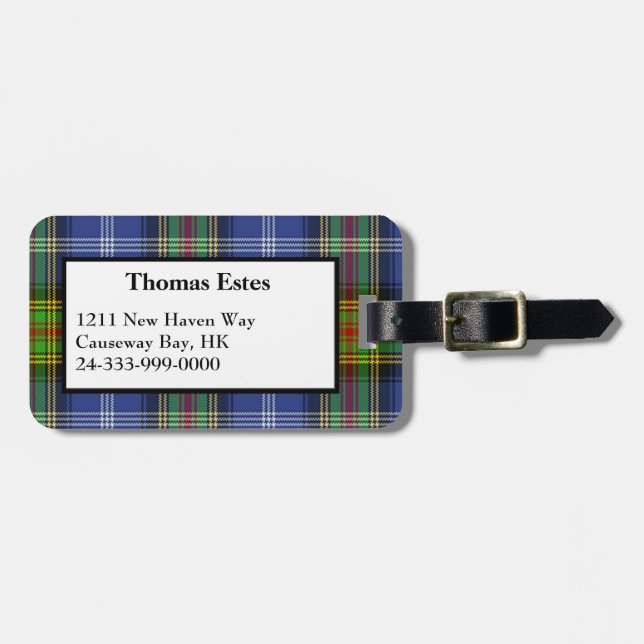 Étiquette À Bagage Étiquette de bagages estes Tartan (Devant horizontal)