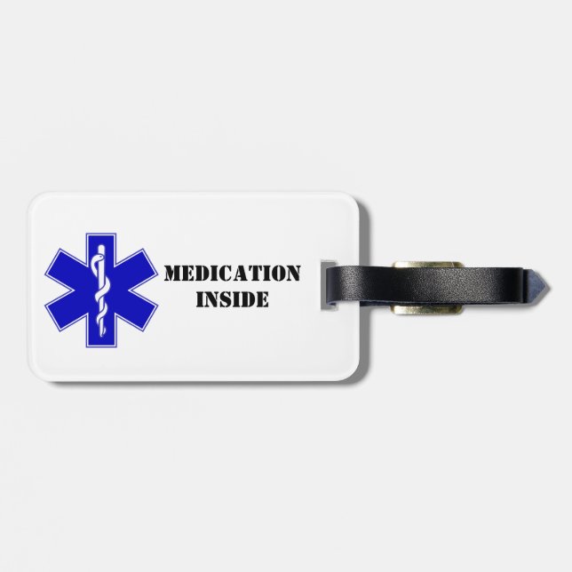 Étiquette À Bagage Étiquette de bagages pour médicaments horizontaux  (Dos horizontal)