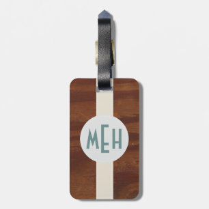 Étiquette À Bagage Étiquette de bagages Premium Motif en bois monogra