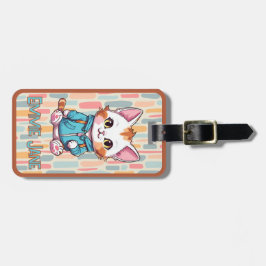 Étiquette À Bagage Étiquette de la fille Cartoon Kitty Nom du chat Ba