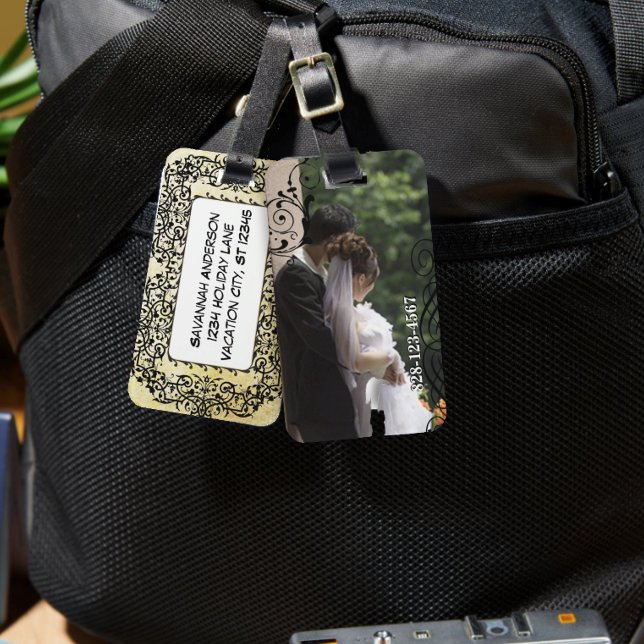 Étiquette À Bagage Étiquette de la photo personnalisée Lune de miel (Créateur téléchargé)
