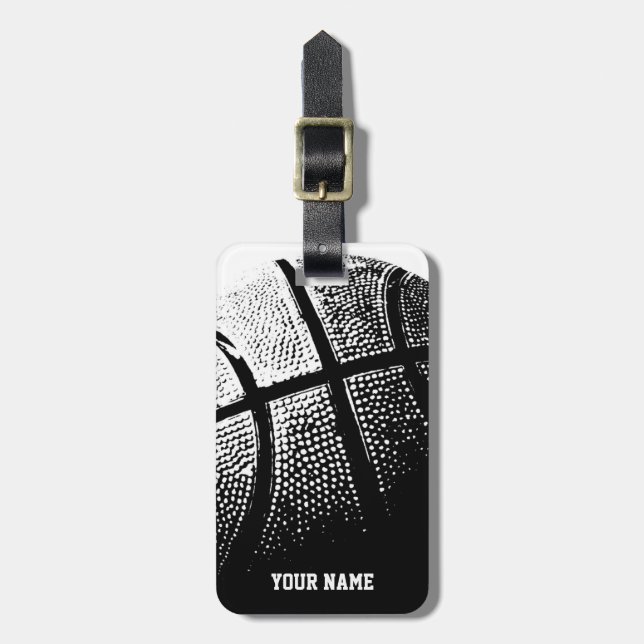 Étiquette À Bagage Étiquette de lugguge de basket-ball avec le nom ou (Devant Vertical)