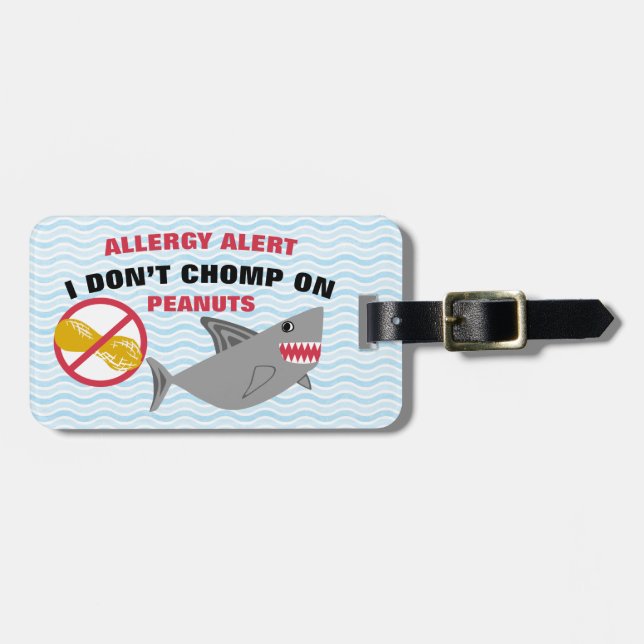 Étiquette À Bagage Étiquette de requin d'alerte d'allergie d'arachide (Devant horizontal)