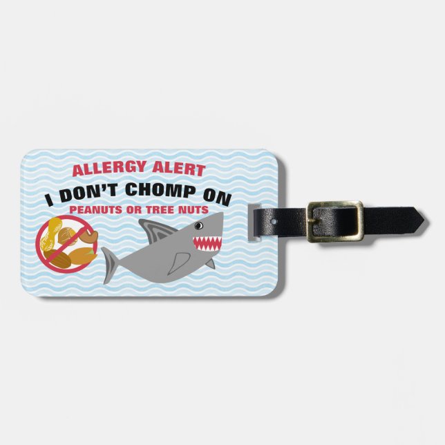 Étiquette À Bagage Étiquette de requin d'alerte d'allergie d'écrou (Devant horizontal)