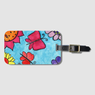 Étiquette À Bagage Étiquette de sac de fleurs et de papillons