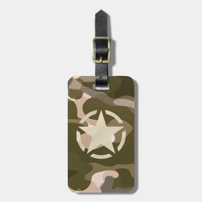 Étiquette À Bagage Étiquette d'étoile sur le style de camouflage de (Devant Vertical)