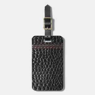 Étiquette À Bagage Étiquette en cuir noire de bagage de texture