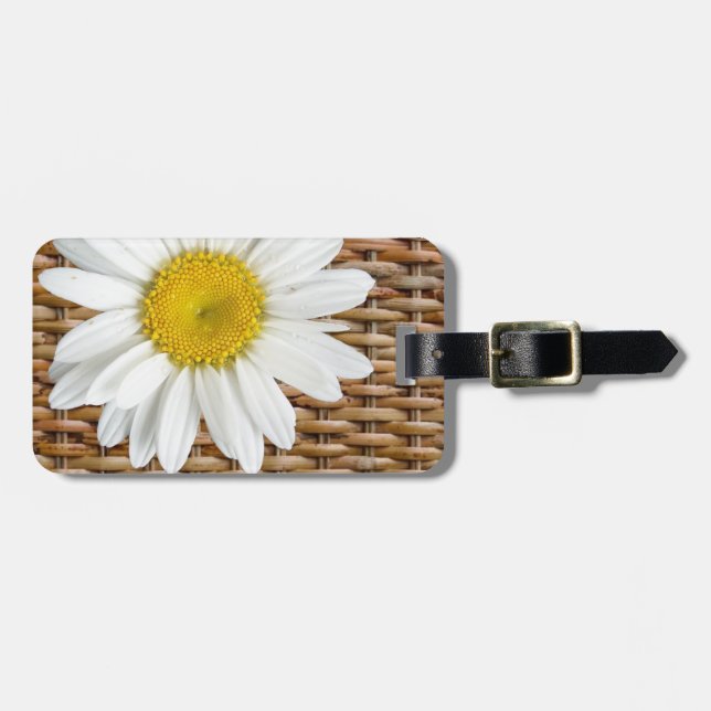 Étiquette À Bagage Étiquette en osier de bagage de marguerite (Devant horizontal)