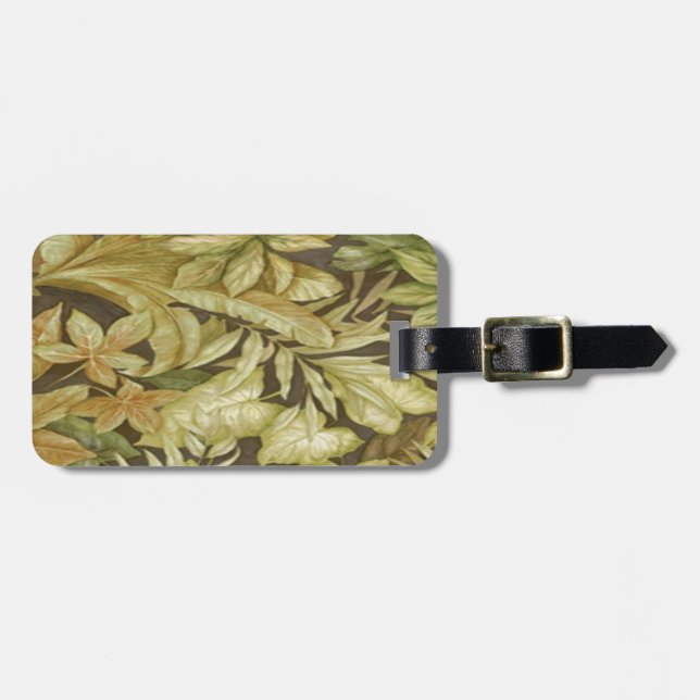 Étiquette À Bagage Étiquette Feuilles Gold Personnalisés Sur Bagage N (Devant horizontal)