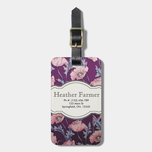 Étiquette À Bagage Étiquette florale faite sur commande de bagage (Devant Vertical)