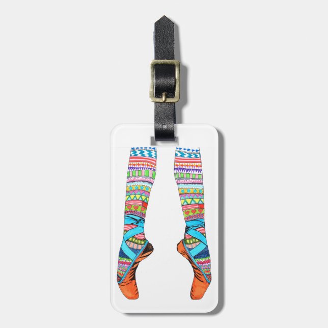 Étiquette À Bagage Étiquette heureuse de ballet (Devant Vertical)