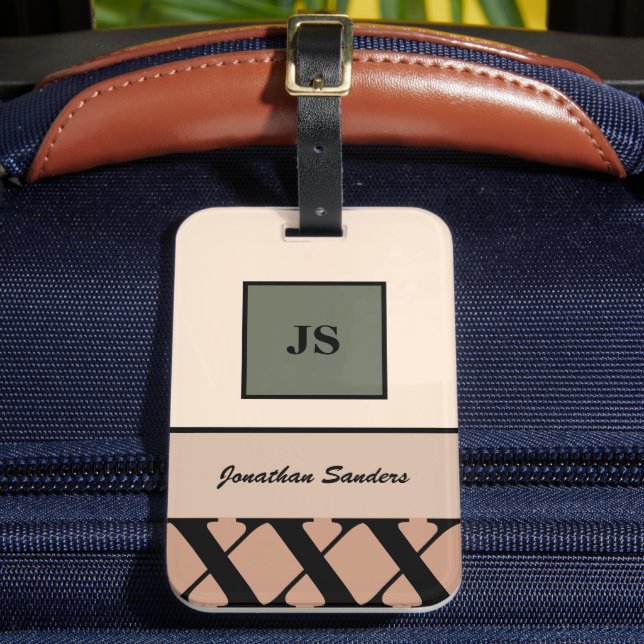 Étiquette À Bagage Étiquette Masculine monogramme Neutre (Insitu Rectoal 2)