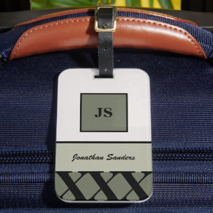 Étiquette À Bagage Étiquette Masculine monogramme Neutre