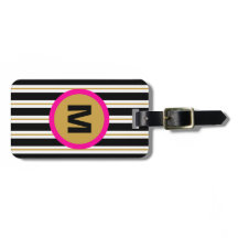 Étiquette moderne de bagage de monogramme de