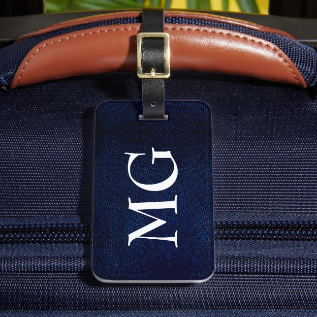 Étiquette À Bagage Étiquette Monogram Marine Faux Leather Luggage (Insitu Rectoal 2)