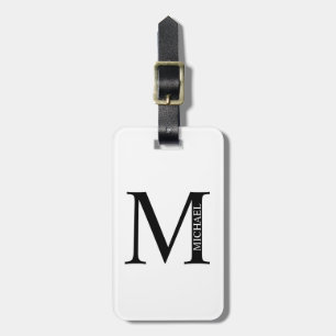 Étiquette À Bagage Étiquette monogramme et nom personnalisé