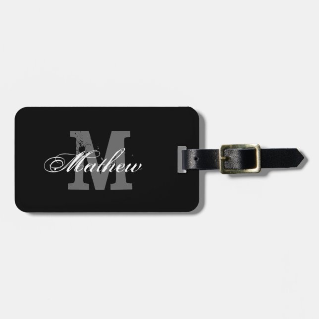 Étiquette À Bagage Étiquette monogramme personnalisée pour bagages de (Devant horizontal)