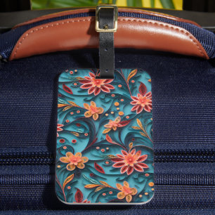 Étiquette À Bagage Étiquette motif en papier floral transparent
