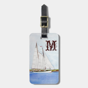 Étiquette À Bagage Étiquette nautique de bagage de monogramme d'océan