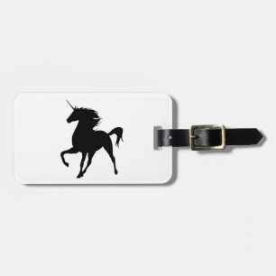 Étiquette À Bagage Étiquette noire de bagage de silhouette de licorne