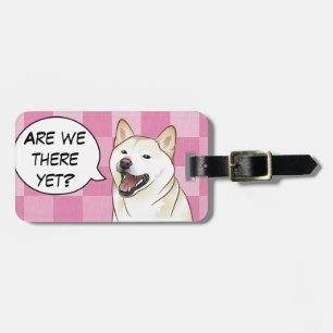 Étiquette À Bagage Étiquette personnalisable de chien crémeux heureux