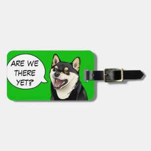 Étiquette À Bagage Étiquette personnalisable heureuse de chien noir