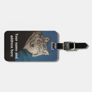 Étiquette À Bagage Étiquette personnalisée de bagage de loup gris