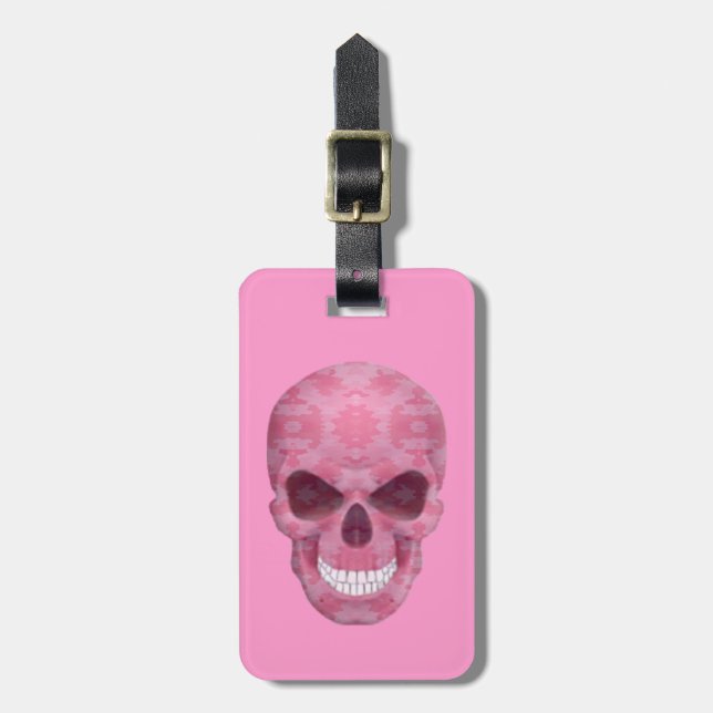 Étiquette À Bagage Étiquette Pink Camouflage Skull Luggage (Devant Vertical)