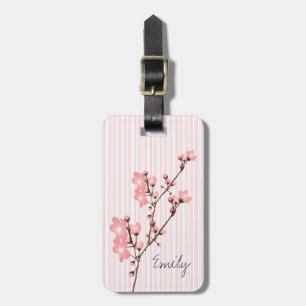 Étiquette À Bagage Étiquette rose personnalisée de bagage de fleurs