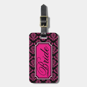 Étiquette À Bagage Étiquette rose personnalisée de bagage de motif de