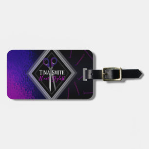 Étiquette À Bagage étiquette rose pourpre de bagage de ciseaux de