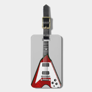 Étiquette À Bagage Étiquette rouge/blanche de guitare de vecteur de
