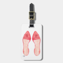 Étiquette rouge de bagage d'art de chaussure