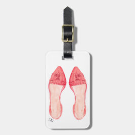 Étiquette À Bagage Étiquette rouge de bagage d'art de chaussure