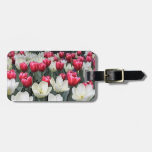 Étiquette À Bagage Étiquette rouge et blanche de bagage de tulipes