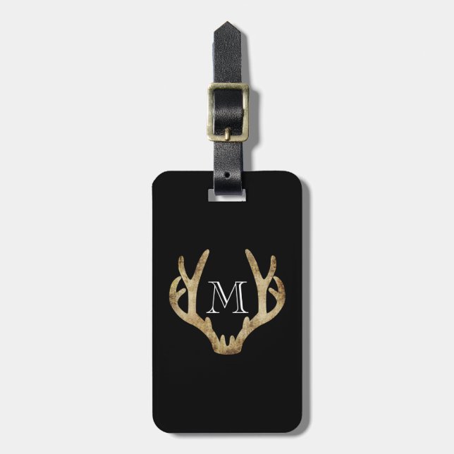 Étiquette À Bagage Étiquette rustique de bagage d'Antler avec le (Devant Vertical)