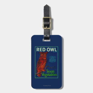 Étiquette À Bagage Étiquette végétal de hibou rouge