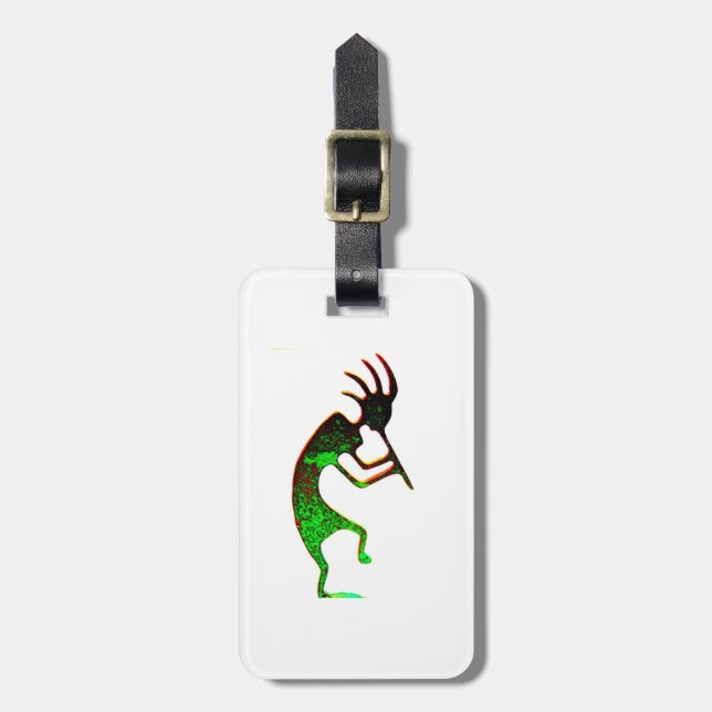 Étiquette À Bagage étiquette verte de kokopelli (Devant Vertical)