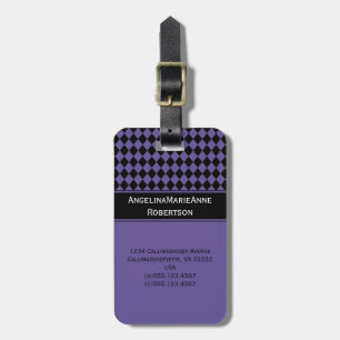 Étiquette À Bagage Étiquettes à motifs de losanges noires pourpres