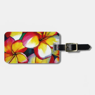 Étiquette À Bagage Étiquettes de bagages à fleur Frangipani rose