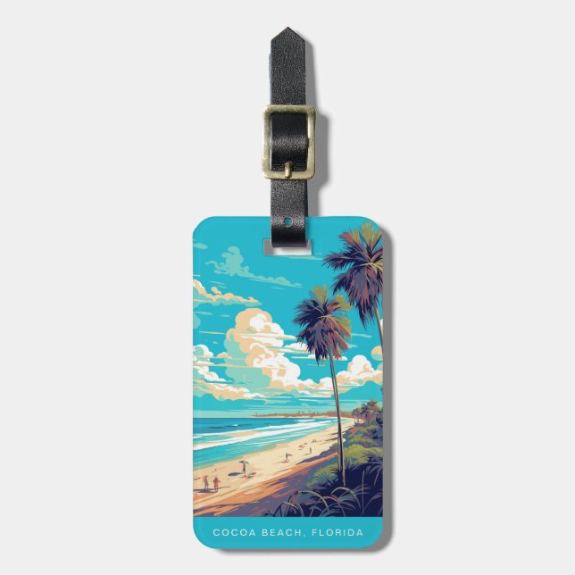 Étiquette À Bagage Étiquettes de bagages de voyage Cocoa Beach Florid (Devant Vertical)