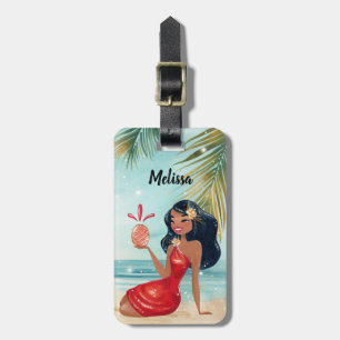 Étiquette À Bagage Étiquettes de bagages Tiki Girl Vacances Tropicale