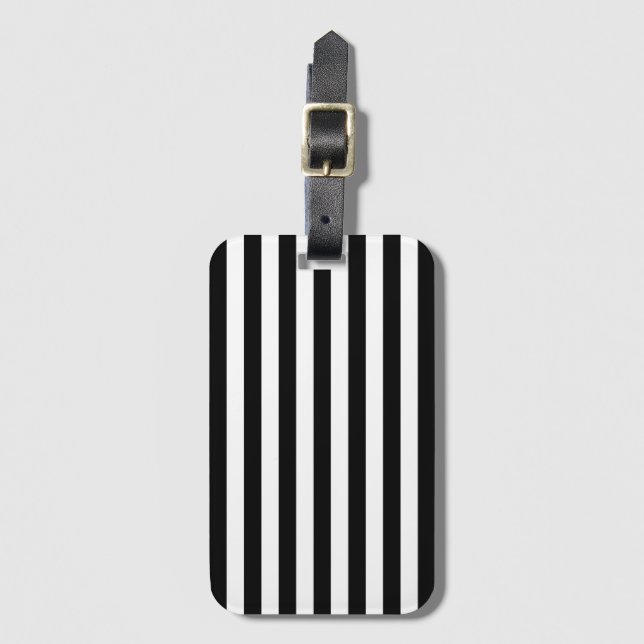 Étiquette À Bagage Étiquettes noires et blanches de bagage de motif (Devant Vertical)
