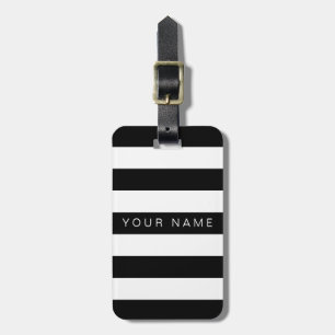 Étiquette À Bagage Étiquettes personnalisées rayées noires et