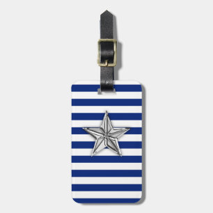 Étiquette À Bagage Étoile d'argent marine sur les bandes bleues