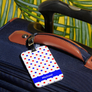 Étiquette À Bagage Étoile rouge et bleue patriotique à personnaliser